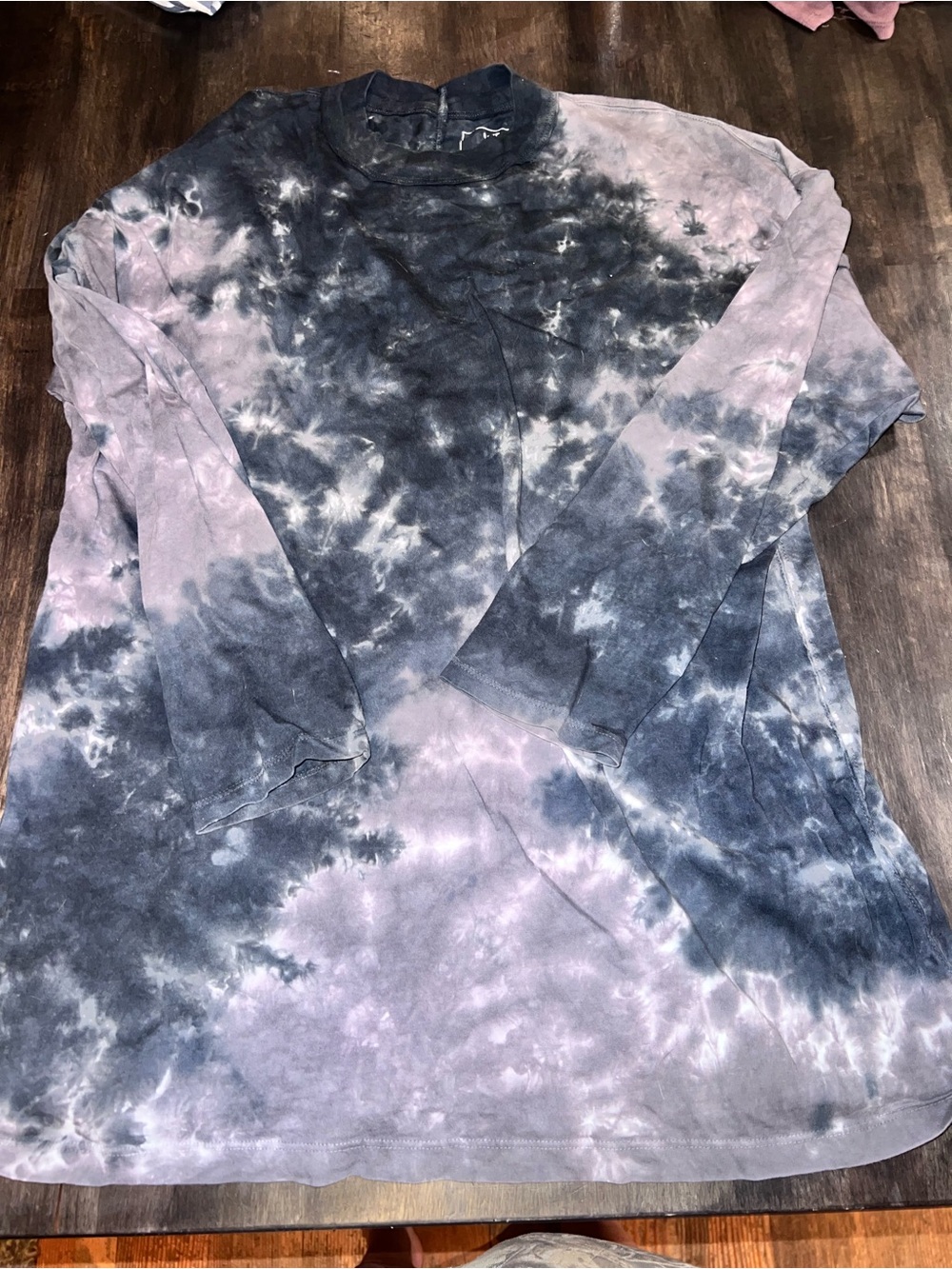 Free People Men's Tie-Dye Long Sleeve Shirt in Black & Lavender